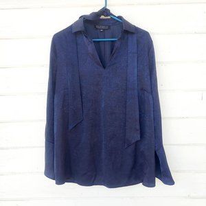 Eloquii Long Sleeve Silk Tunic Style Blouse with Bell Sleeves Size 14